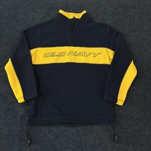 Vintage Old Navy Sweater Boys 10 Blue Yellow Fleece Half Zip Pullover 2000s